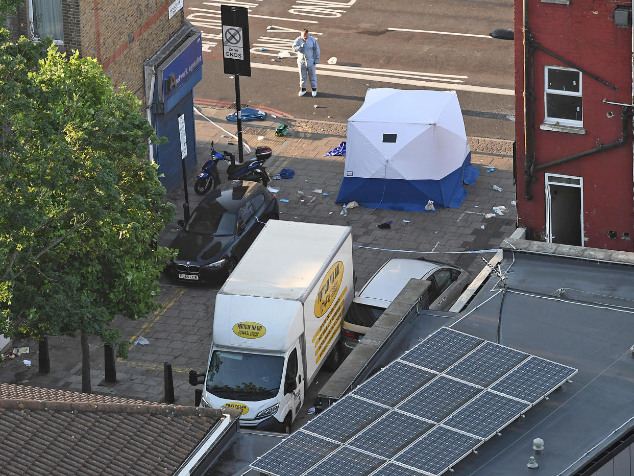 A police forensics officer stands next to a van involved in a terror attack outside Finsbury Park Mosque: Getty Images