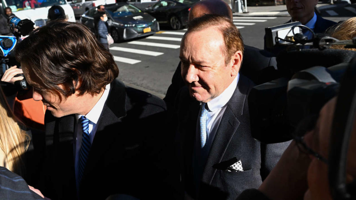 NEW YORK, NEW YORK - OCTOBER 06: Actor Kevin Spacey arrives to the US District Courthouse on October 06, 2022 in New York City. Spacey’s trial begins today with jury selection after allegations of alleged sexual misconduct surfaced in 2017 by actor Anthony Rapp. (Photo by Alexi J. Rosenfeld/Getty Images)