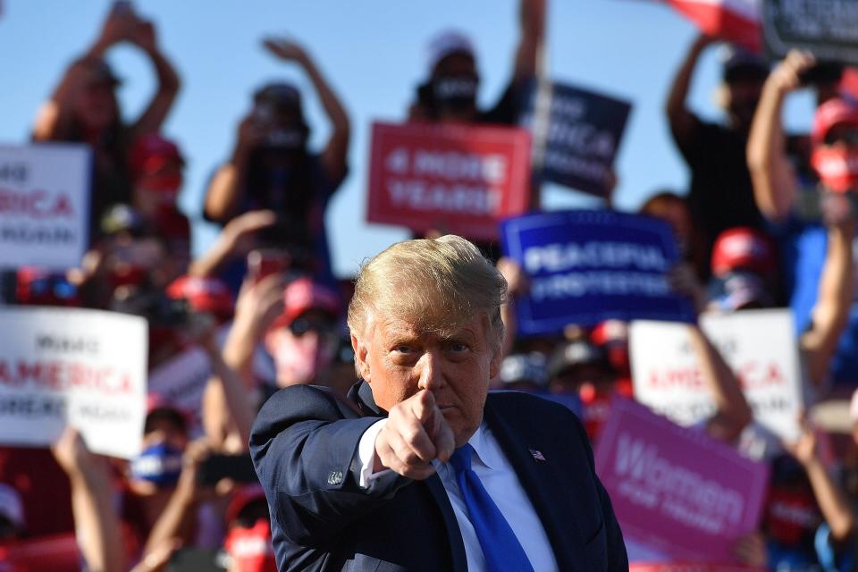 US president Donald Trump holds campaign rally in Nevada on Sunday (AFP via Getty Images)