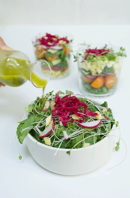 Chopped salad with an orange, basil and mint dressing