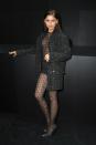<p>Zendaya made a surprise appearance on the front row at Valentino's SS23 show in Paris, looking stunning as ever in an all-black ensemble featuring a Valentino Toile Iconographe-logo covered sheer bodysuit, hotpants, an oversized blazer and high heels.</p>