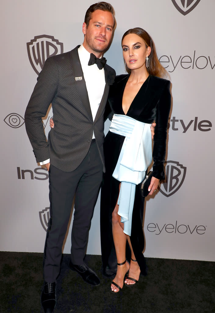 <p>Armie Hammer and Elizabeth Chambers attend the InStyle and Warner Bros. party at the Beverly Hilton Hotel. (Photo: Joe Scarnici/Getty Images for InStyle) </p>