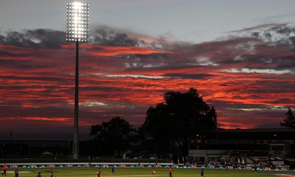 Sunset at Seddon Park in Hamilton, New Zealand, in March.