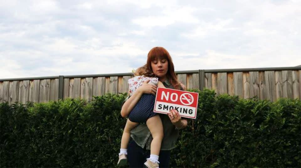 Nina Belle has called on the NSW government to introduce a blanket ban on smoking around children. Source: Change.org