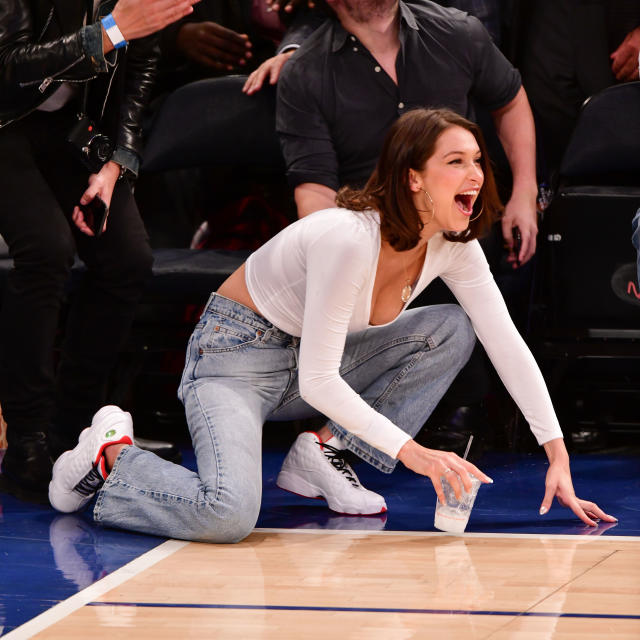 Bella Hadid Is Truly All of Us at the Knicks Game