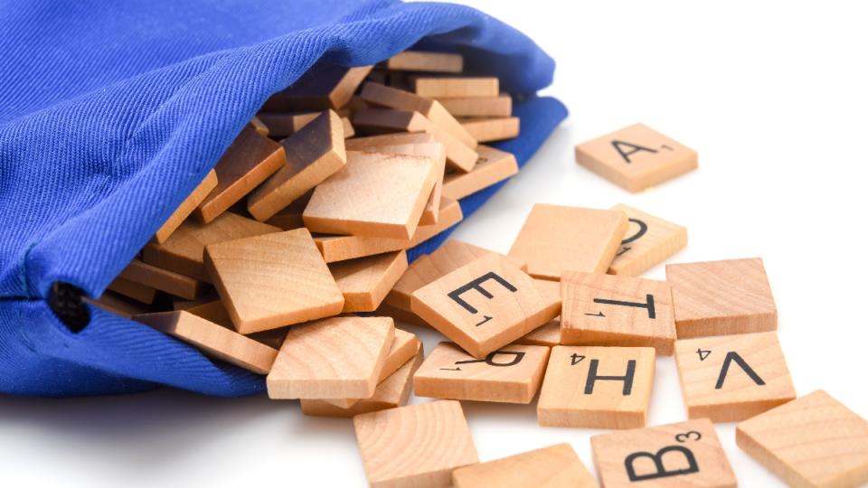 A bag of Scrabble tiles