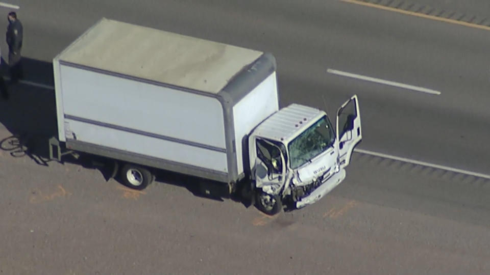 A box truck collided with a group of cyclists, killing five, near Las Vegas on Dec. 10, 2020. (KSNV)