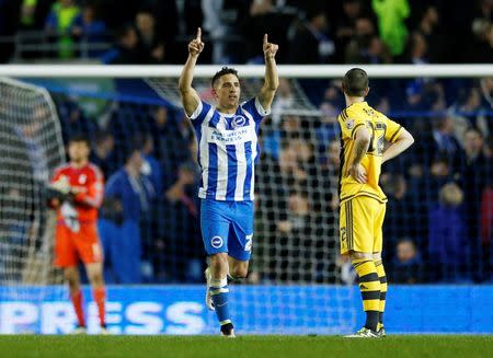 Football Soccer - Brighton & Hove Albion v Fulham - Sky Bet Football League Championship - The American Express Community Stadium - 15/4/16 Brighton and Hove Albion's Anthony Knockaert celebrates scoring their fifth goal Mandatory Credit: Action Images / Andrew Couldridge Livepic