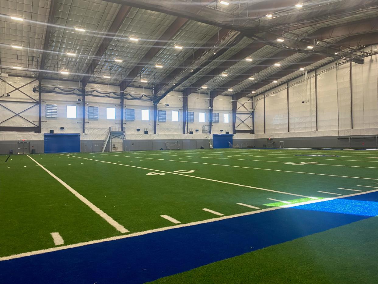 The $8 million indoor practice facility at Manor New Tech High was opened last month. Principal Bobby Garcia said the new venue shows the community's commitment to a winning sports program.