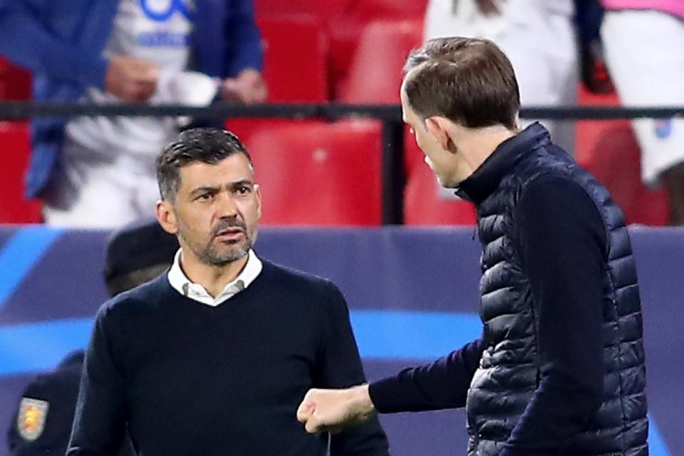 <p>Sergio Conceicao and Thomas Tuchel argued after the full-time whistle in Seville</p> (Getty Images)