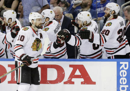 The Blackhawks can claim a special place in hockey history with a third Cup in six years. (AP)