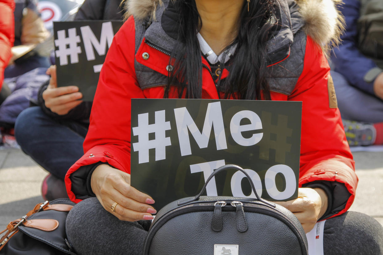 South Korea-South Korean Workers confederation Union Memebers held on 'Womens Larbor Day Event' at Gwanghwamoon Square in Seoul, South Korea on 8 March 2018. South Korea vowed on Thursday to strengthen laws against sexual assault and implement measures to reduce harassment as the #MeToo campaign sweeps the country and sparks calls for meaningful action to tackle sexual abuse. (Photo by Seung-il Ryu/NurPhoto via Getty Images)