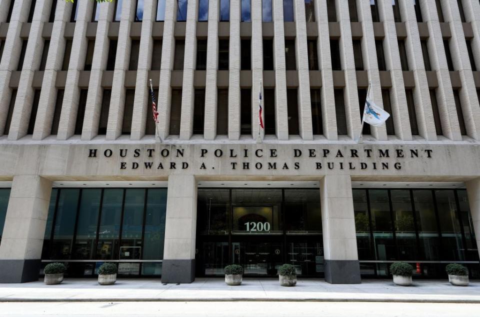 The Police Department building in Houston, Texas. An officer with the department lied on an application for a search warrant, and his no-knock raid in 2019 left two people dead. That officer, Gerald Goines, is alleged to have engaged in misconduct that has affected thousands of cases and hundreds of lives. (Photo by Raymond Boyd/Getty Images)