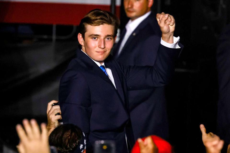 <p>Eva Marie Uzcategui/Bloomberg via Getty</p> Barron Trump attends his first-ever campaign rally for his father, Donald Trump, on July 9, 2024