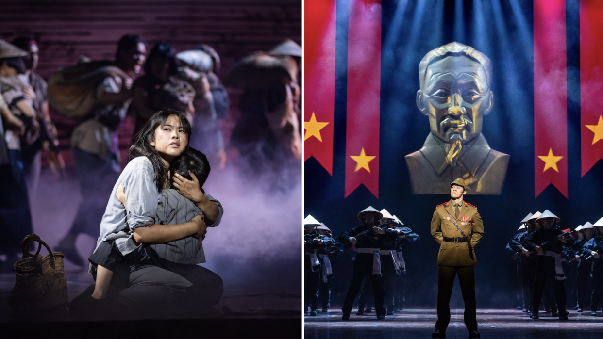 Filipino-Australian actress Abigail Adriano (left) and Australian-American actor Nigel Huckle (right) as Kim and Chris in Australian production of Miss Saigon (Photos: Daniel Boud) 