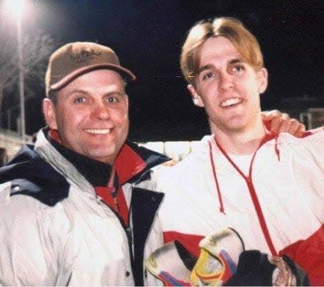 Aidan Jacobsen's dad Ryan Jacobsen, right, pictured with his grandfather Dean Jacobsen.