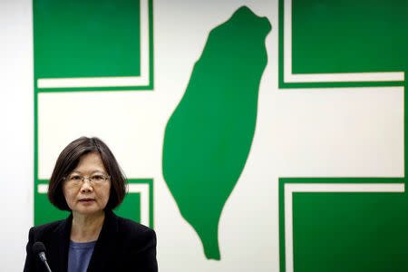 Taiwanese President Tsai Ing-wen speaks at a Democratic Progressive Party (DPP) meeting in Taipei, Taiwan May 25, 2016. REUTERS/Tyrone Siu