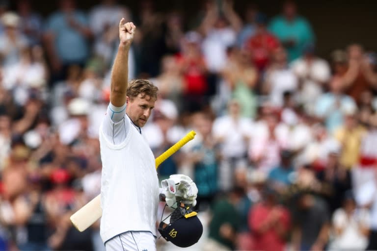 Ton up: England's Joe Root celebrates his century in the second Test against West Indies at Trent Bridge (Darren Staples)