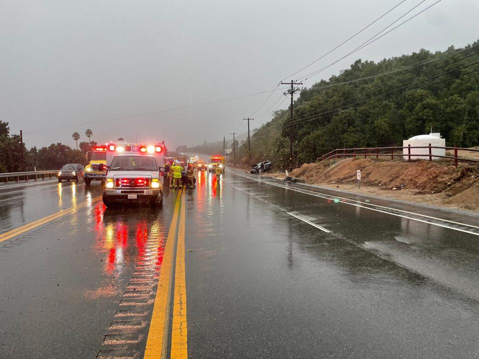 A crash on Highway 126 east of Fillmore caused major injuries Thursday morning, Dec. 21, 2023, as local roadways were flooded by heavy rain.