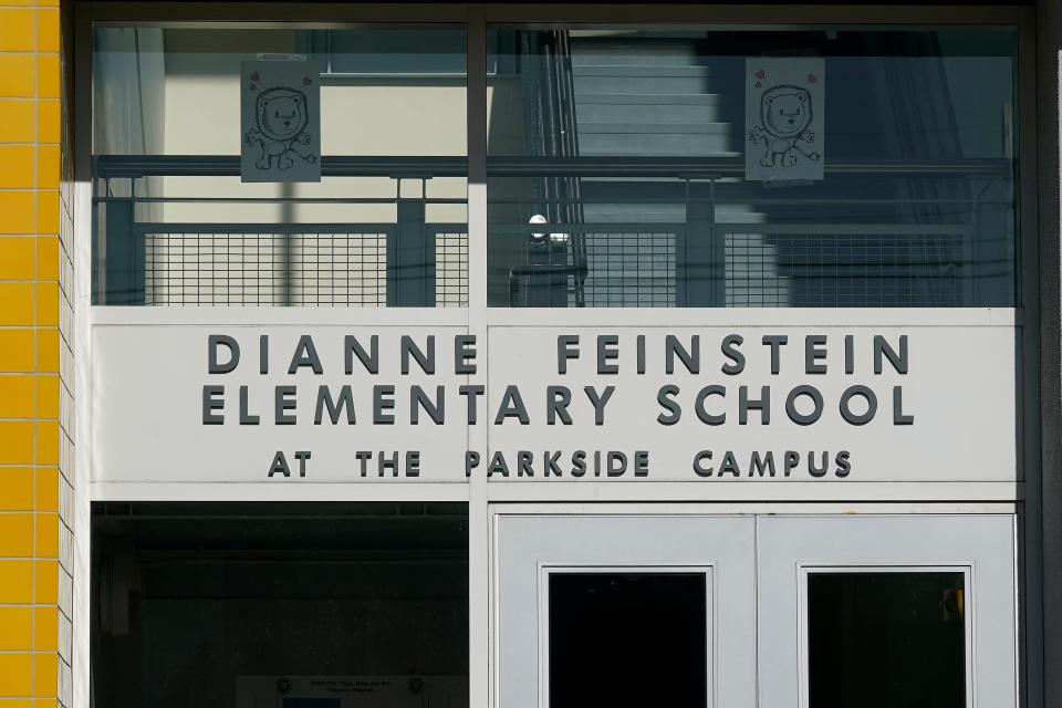 A sign for Dianne Feinstein Elementary School in San Francisco. San Francisco School Board has voted to rename 44 school sites new names with no connection to slavery, oppression, racism or similar criteria.