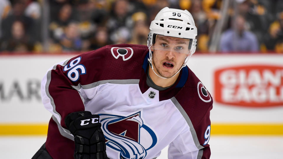 The Colorado winger left the game after an awkward tumble on the ice. (Photo by Jeanine Leech/Icon Sportswire via Getty Images)