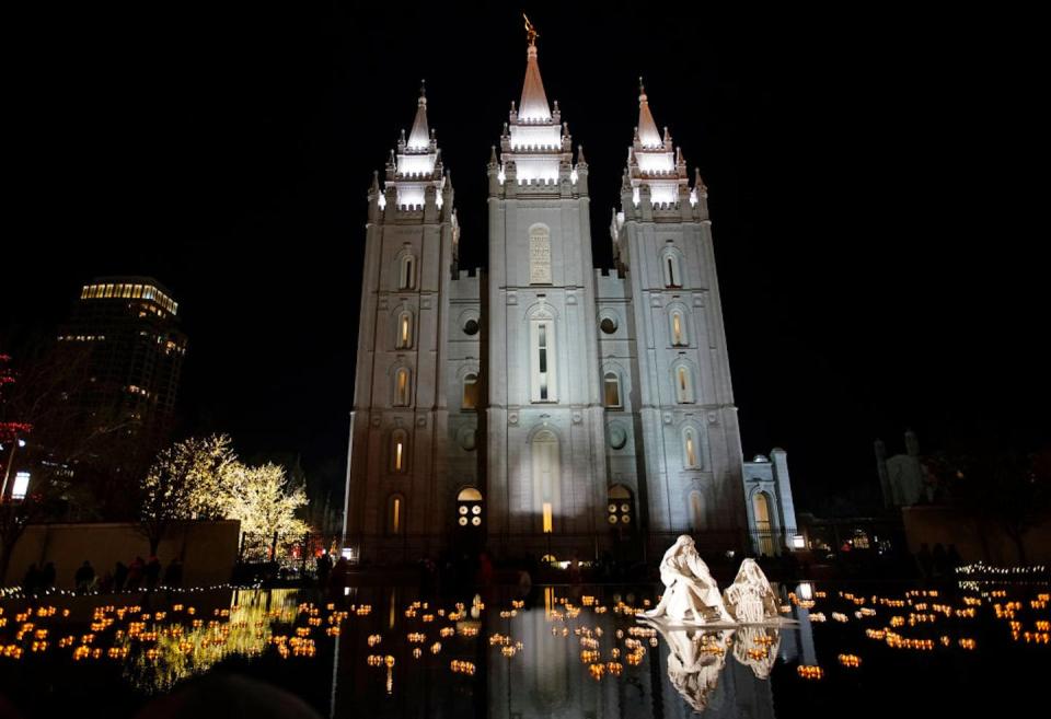 The Church of Jesus Christ of Latter-Day Saints’ historic temple in Salt Lake City, Utah. <a href="https://www.gettyimages.com/detail/news-photo/the-church-of-jesus-christ-of-latter-day-saints-historic-news-photo/1189395667?adppopup=true" rel="nofollow noopener" target="_blank" data-ylk="slk:George Frey/Getty Images;elm:context_link;itc:0;sec:content-canvas" class="link ">George Frey/Getty Images</a>