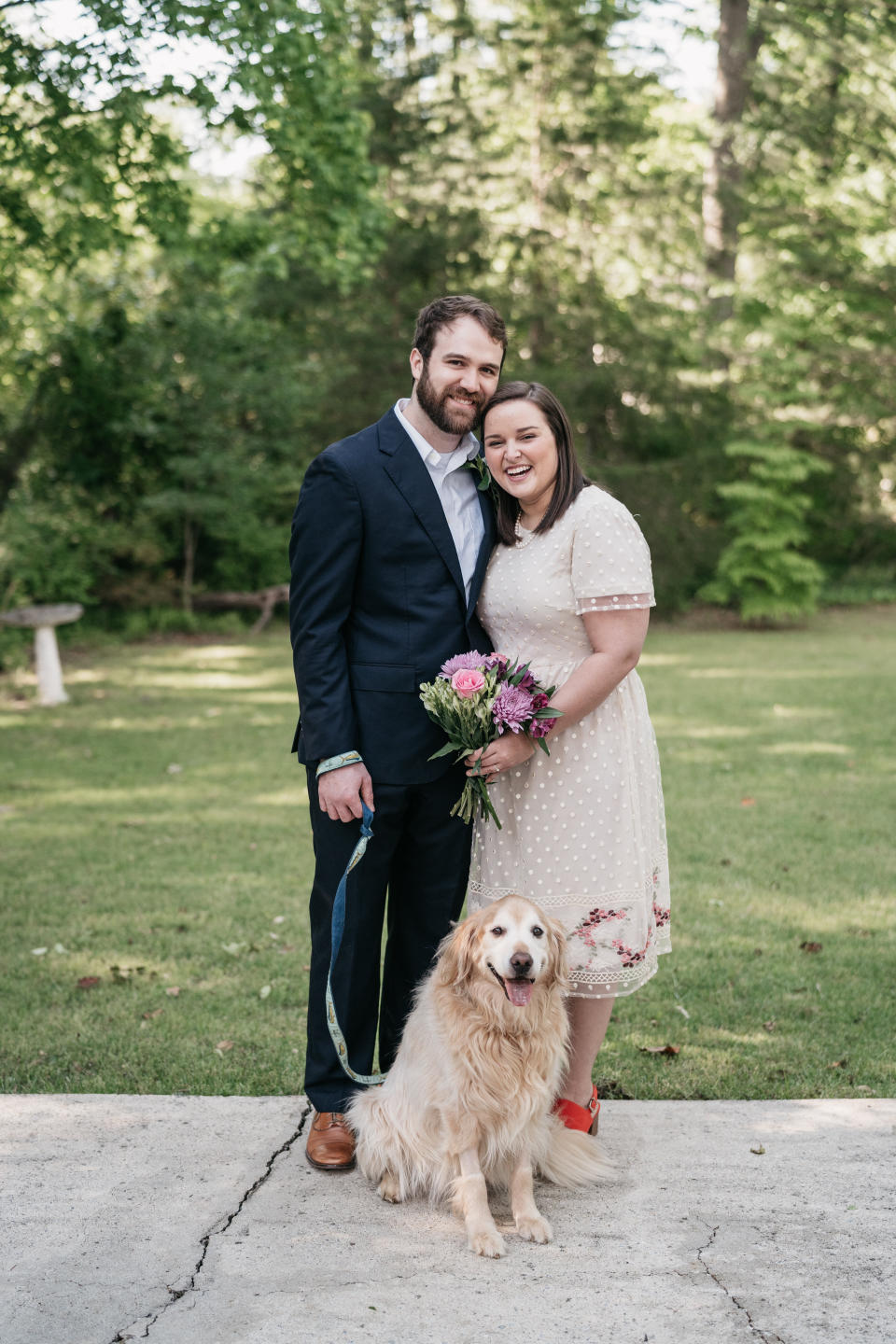 David and Sallie Gregory-Hammett with Charlie on their wedding day. (Photo: <a href="https://redappletreephotography.smugmug.com/" target="_blank">Red Apple Tree Photography</a>)