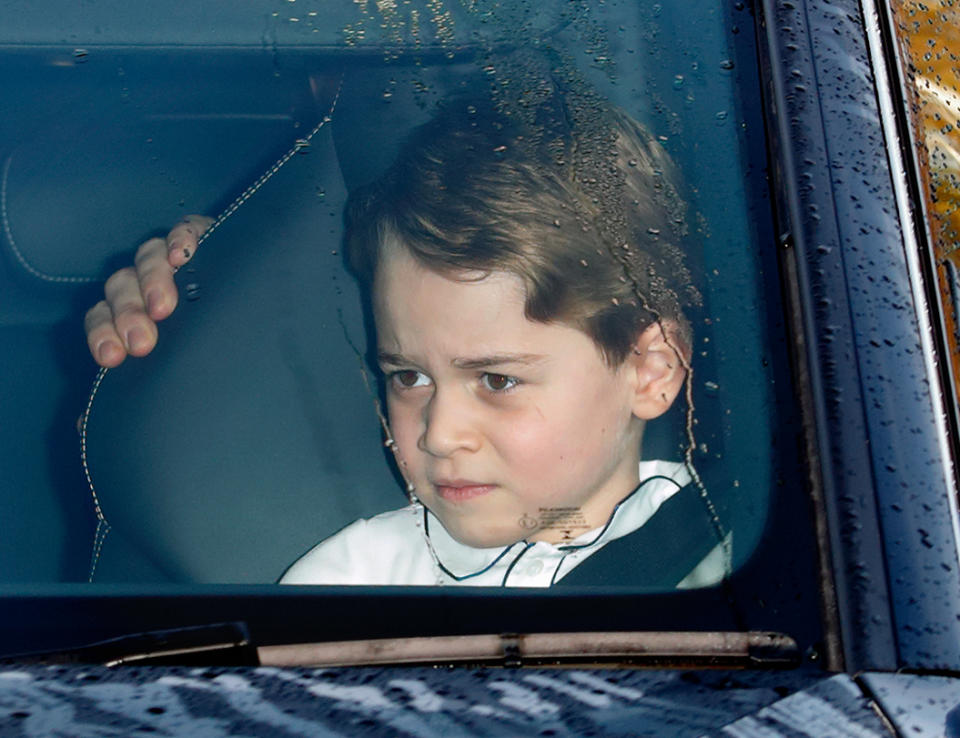 Prince George of Cambridge attends a Christmas lunch for members of the Royal Family hosted by Queen Elizabeth II at Buckingham Palace on December 18, 2019 in London, England.