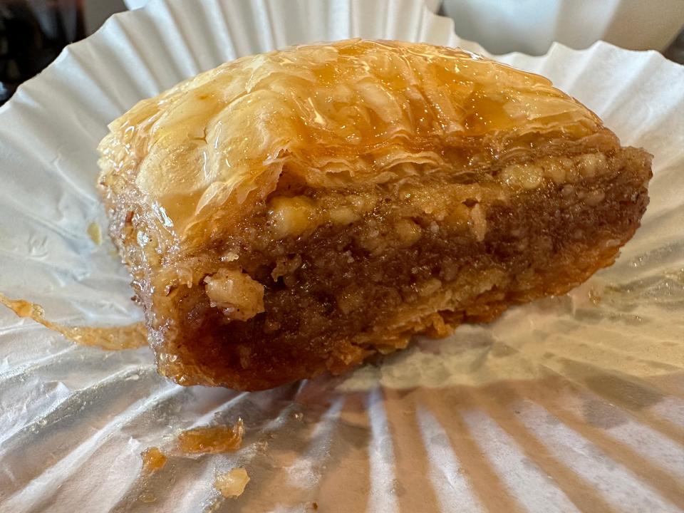 The baklava at MATA Mediterranean Grill is a flaky, not-too-sweet ending to your meal.