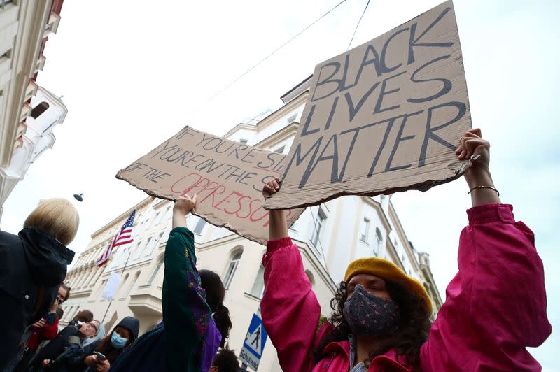 Black Lives Matter protest following the death of George Floyd in Minneapolis police custody, near the U.S. Embassy in Vienna