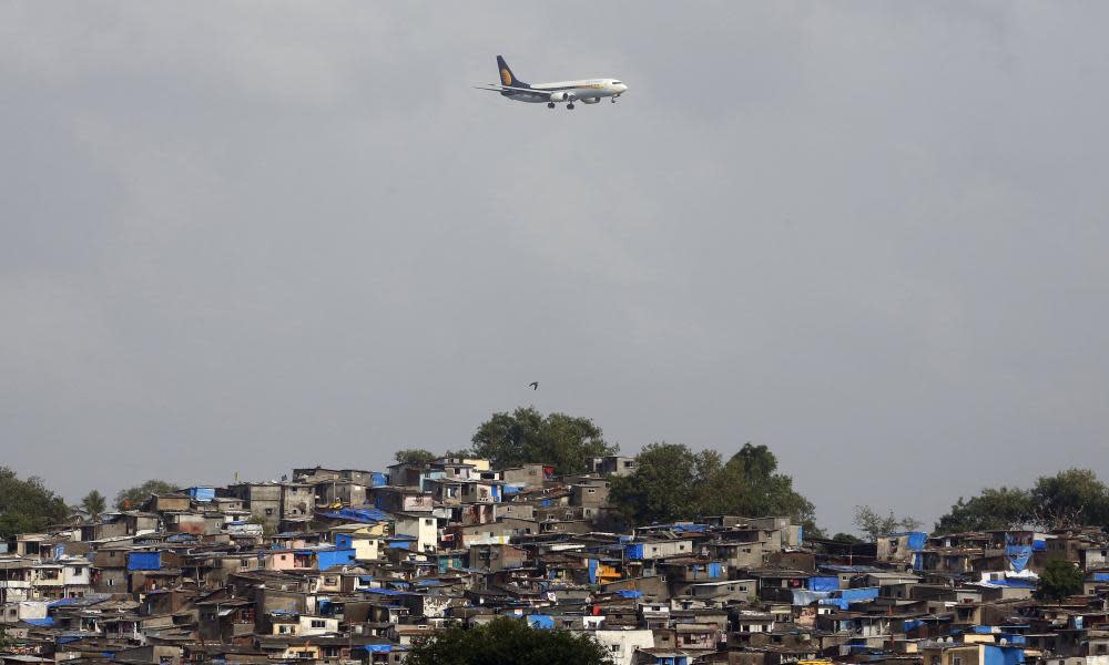 A Jet Airways plane prepares to land at Mumbai