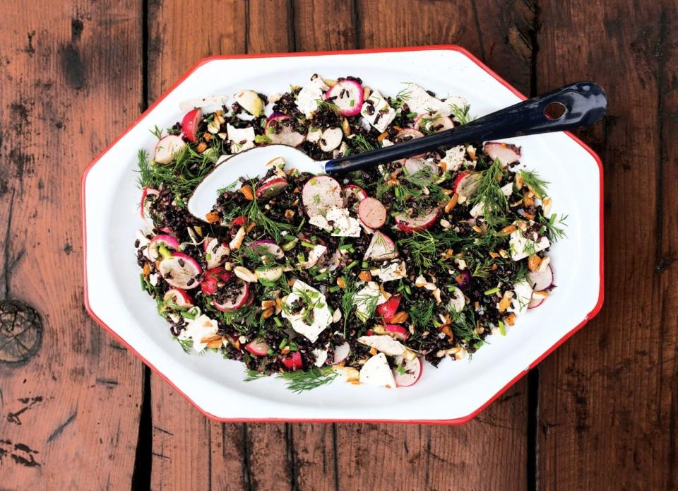 Herby Black Rice Salad with Radishes and Ricotta Salata