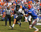 GAINESVILLE, FL - NOVEMBER 5: Quarterback Jordan Rodgers #11 of the Vanderbilt Commodores rushes upfield against the Florida Gators November 5, 2011 at Ben Hill Griffin Stadium in Gainesville, Florida. (Photo by Al Messerschmidt/Getty Images)