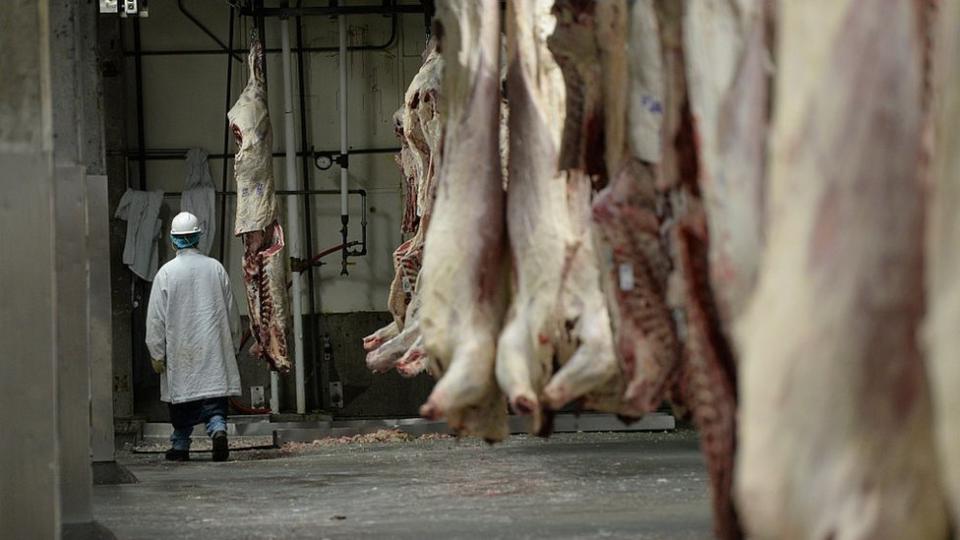 Interior de una fábrica procesadora de carne