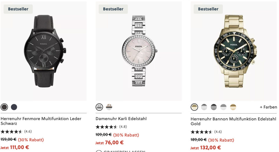 Last-Minute-Geschenke für Uhrenliebhaber*innen bei Fossil.