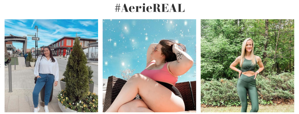 A peek at the #AerieReal gallery on Aerie's website.