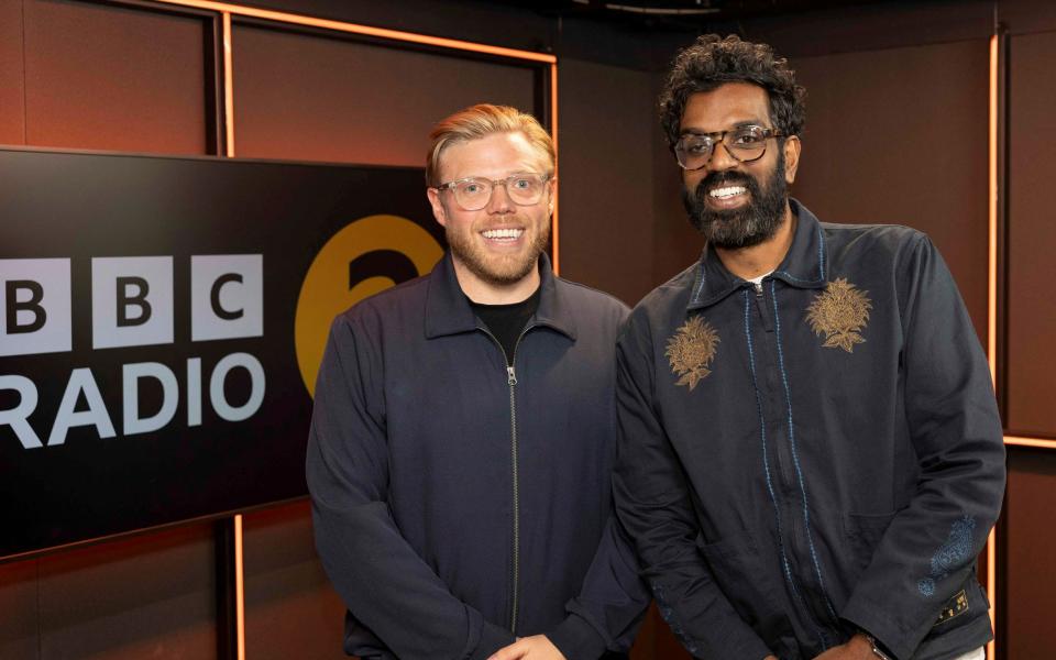 Ranganathan with friend Rob Beckett on his Radio 2 show