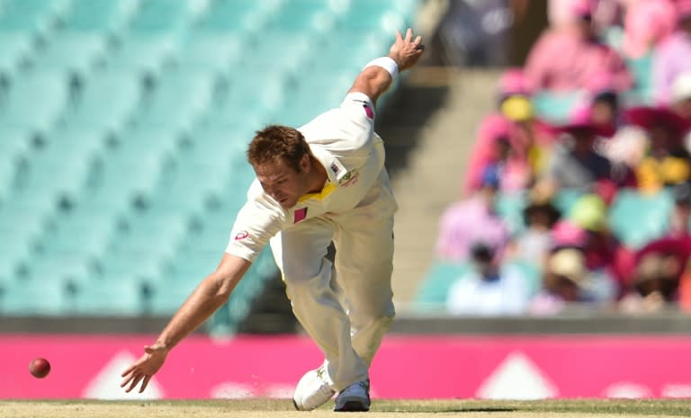 Australia's bowler Ryan Harris goes for the rebound during a Test against India, at the Sydney Cricket Ground, in January 2015