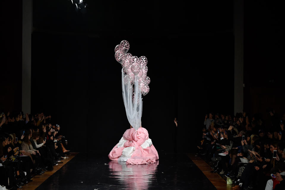 PARIS, FRANCE - JANUARY 22: A model walks the runway during the Celia Kritharioti Spring Summer 2019 show as part of Paris Fashion Week on January 22, 2019 in Paris, France. (Photo by Peter White/Getty Images)