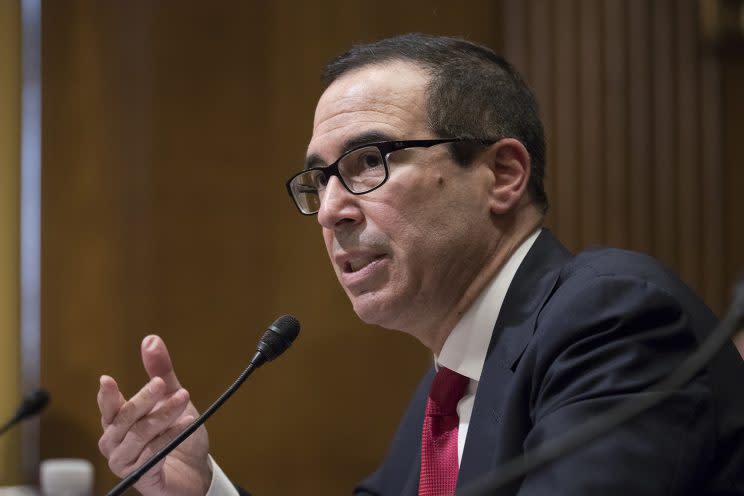 Treasury Secretary Steven Mnuchin at his confirmation hearing in January. (Photo: J. Scott Applewhite/AP)