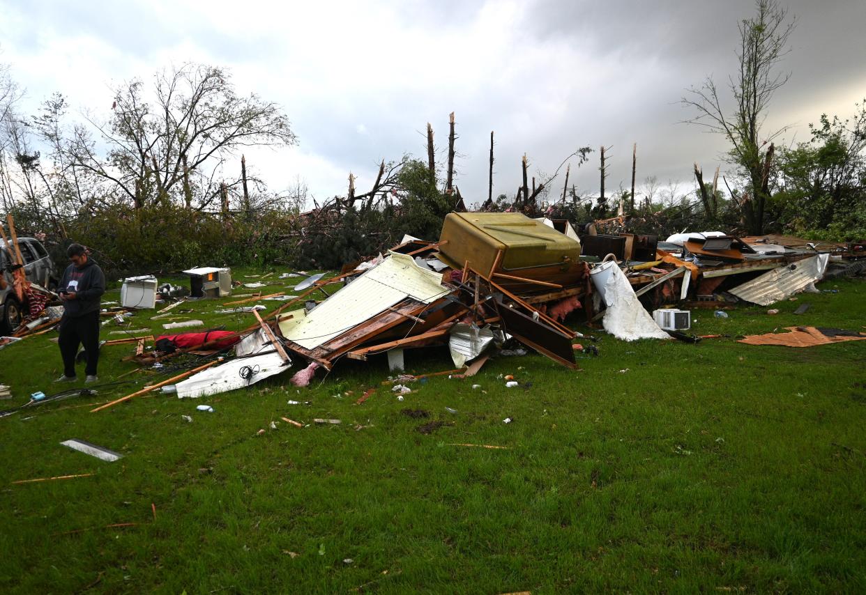 Little was left of this home after the tornado tore through Sherwood Township Tuesday evening.