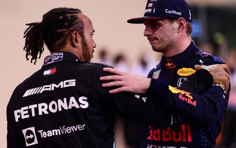 Lewis Hamilton (left) and Max Verstappen - Mercedes to withdraw appeal over Lewis Hamilton's 'robbed' F1 title – but may still face FIA fine - GETTY IMAGES