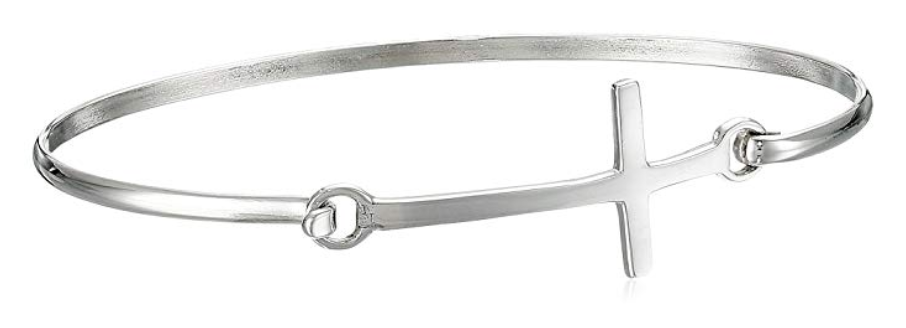  Sterling Silver Sideways Cross Christian Wrap Bangle (Photo: Amazon)