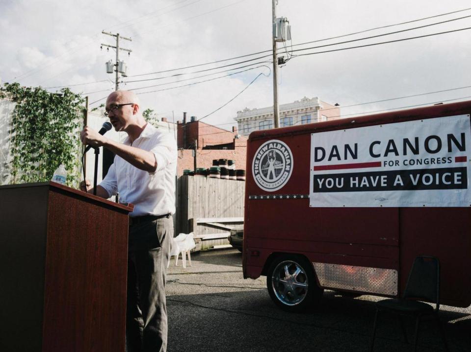 Mr Canon gives a speech on the campaign trail in Indiana (Dan Canon)
