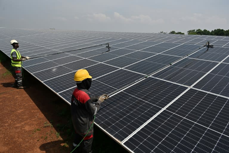 Solar panels in the northern town of Boundiali in Ivory Coast stretch across 36 hectares (89 acres) (Sia KAMBOU)