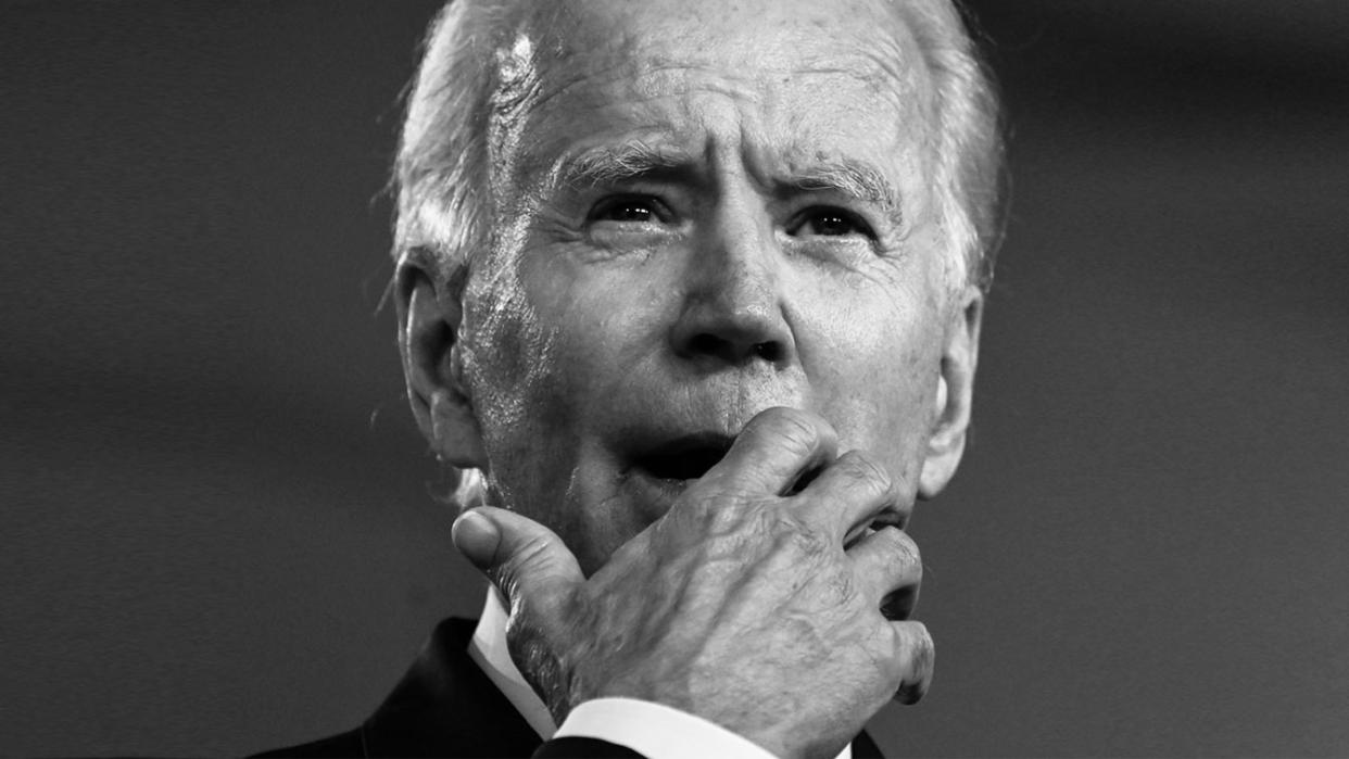 Joe Biden gestures as he speaks during a campaign event at the William "Hicks" Anderson Community Center in Wilmington, Delaware on July 28, 2020. (Andrew Caballero-Reynolds/AFP via Getty Images)