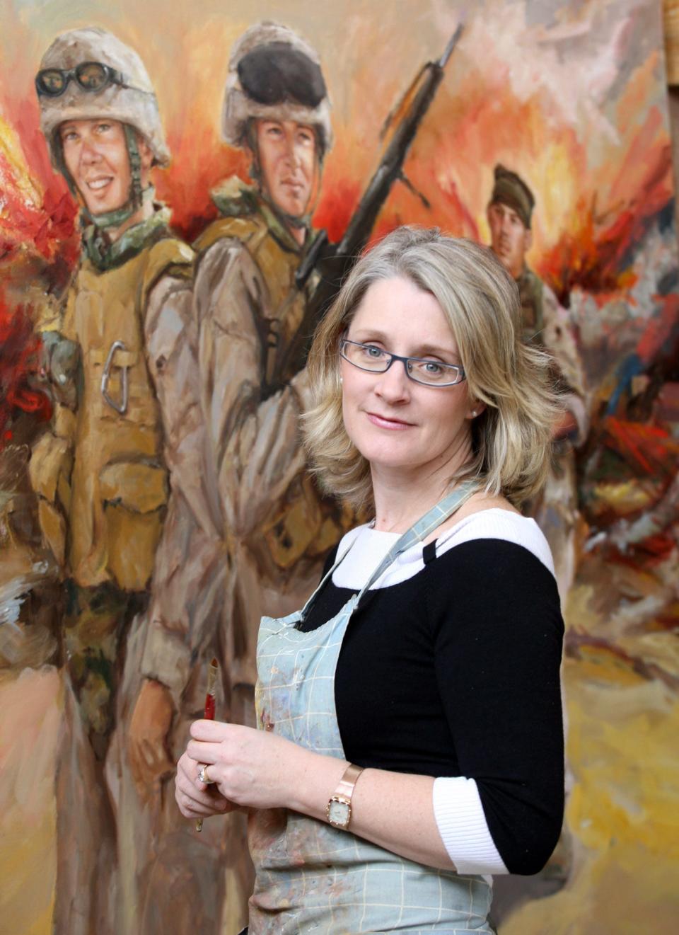 Artist Anita Miller made several paintings of members of Lima Company who died in Iraq.