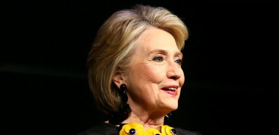 Hillary Clinton speaks onstage at the 2018 Glamour Women Of The Year Awards.
