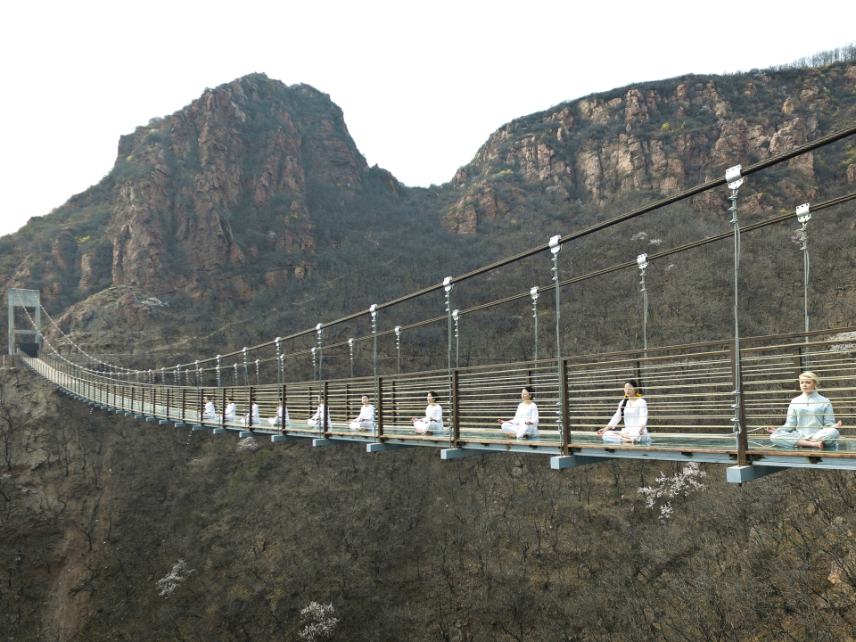 yoga on bridge