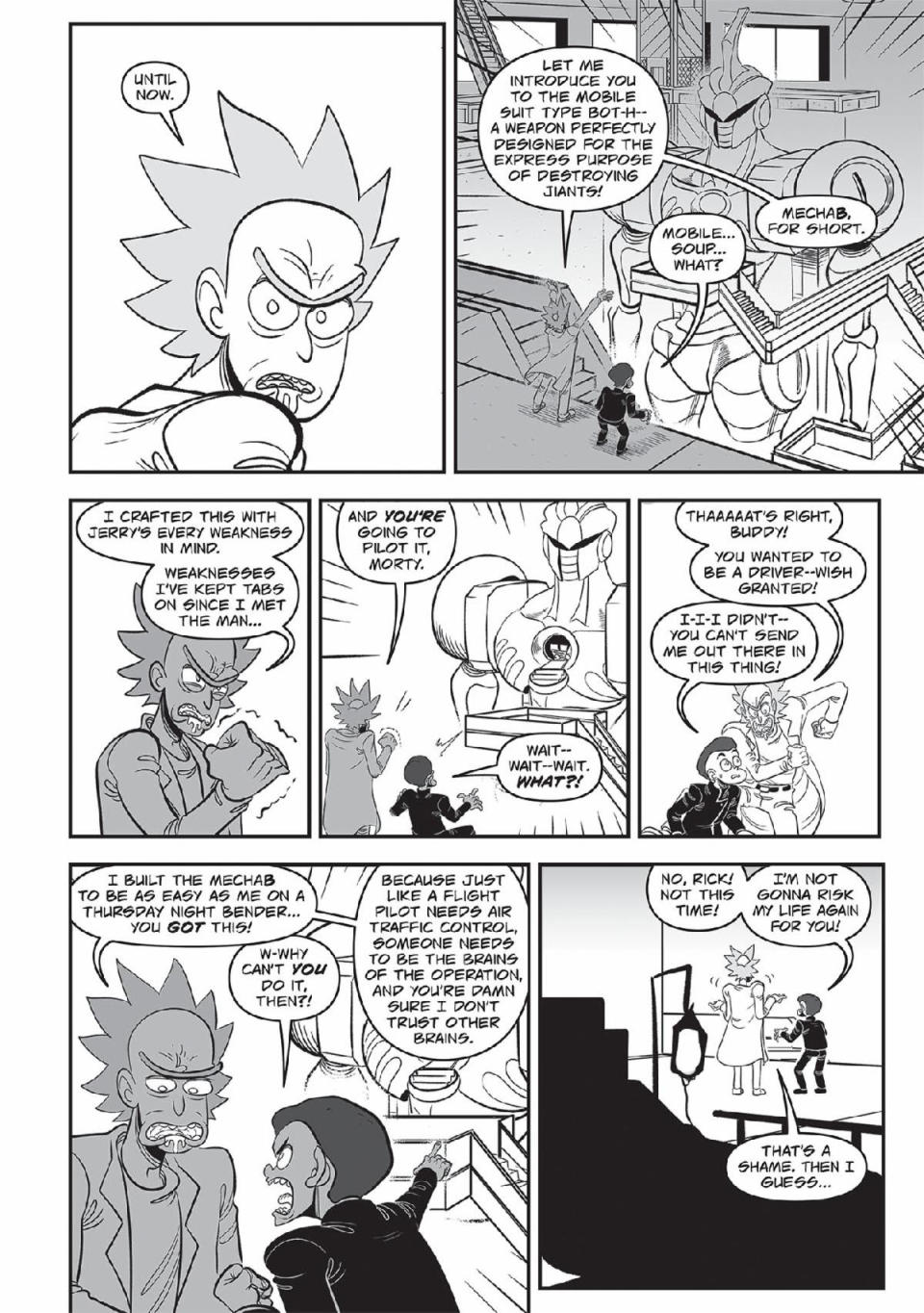 Rick and Morty argue about Morty piloting a mech in these preview pages of the new manga.